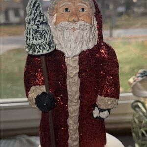 Glittery Red Santa Figurine